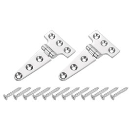 QUARKZMAN Pack of 2 Heavy T Hinges, Marine Grade T Hinge 4 Inch x 2 Inch Stainless Steel Boat Hinges Cast Band Hinge with Screws for Boat Hatch Yard Doors Barn Door, Silver