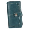 RFID Blocking Leather Wallet Large Capacity Double Snap Button Women