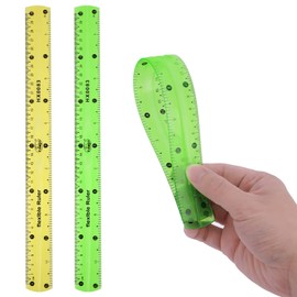 2 Pieces Flexible Ruler, 30cm/12inch Plastic Ruler Shatterproof Straight Edge Ruler Soft Bendable Ruler Clear Ruler for Kids & Adults School Classroom Office (Orange+Green)