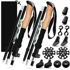 PQETBV Hiking Poles Foldable for Men and Women, Nordic Walking Poles, Walking Poles, Trekking Poles with 6 Pairs of Rubber Buffers for Trekking