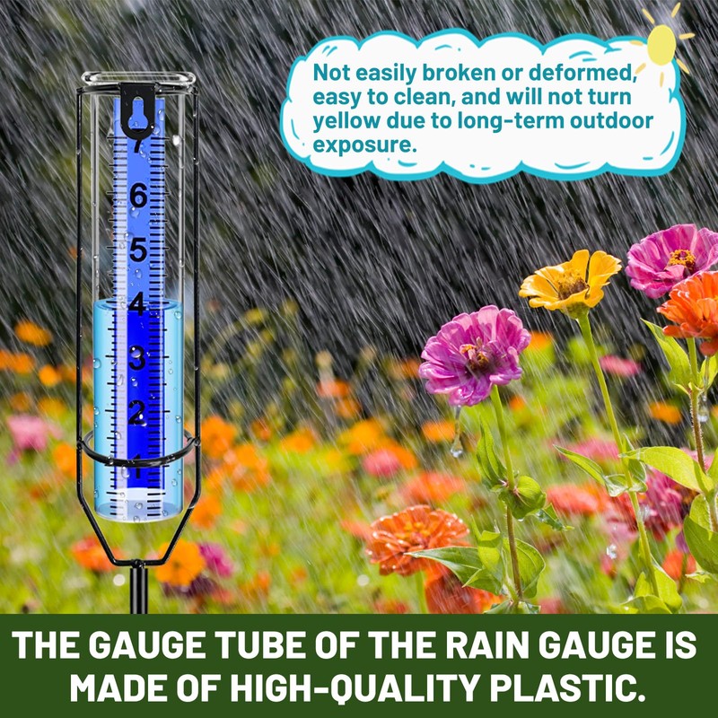 Rain Gauge for Outdoor 7 Inch Adjustable Height Rain Gauge