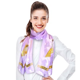 CBC Crown Women's Lightweight Easter Bible Prayer Hands Silk Feeling Satin Striped 13"x60" Fashion Scarf (Pray & Bible - Ivory)