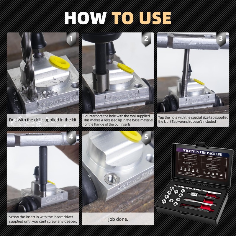SENNMONN M6X1.0 Metric Thread Repair Kit with Insert HSS Drill,