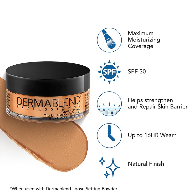Dermablend Cover Creme High Coverage Foundation with SPF 30, 40W