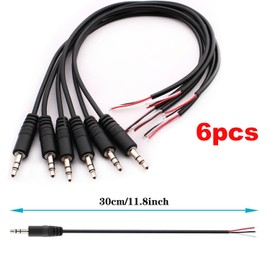 RUNCCI-YUN 6Pcs 3.5mm Male to Bare Wire Open End TRS 3-pin audio plug for soldering 3.5 mm mini stereo jack plug Cable for Repairing Audio Cables (30 cm)