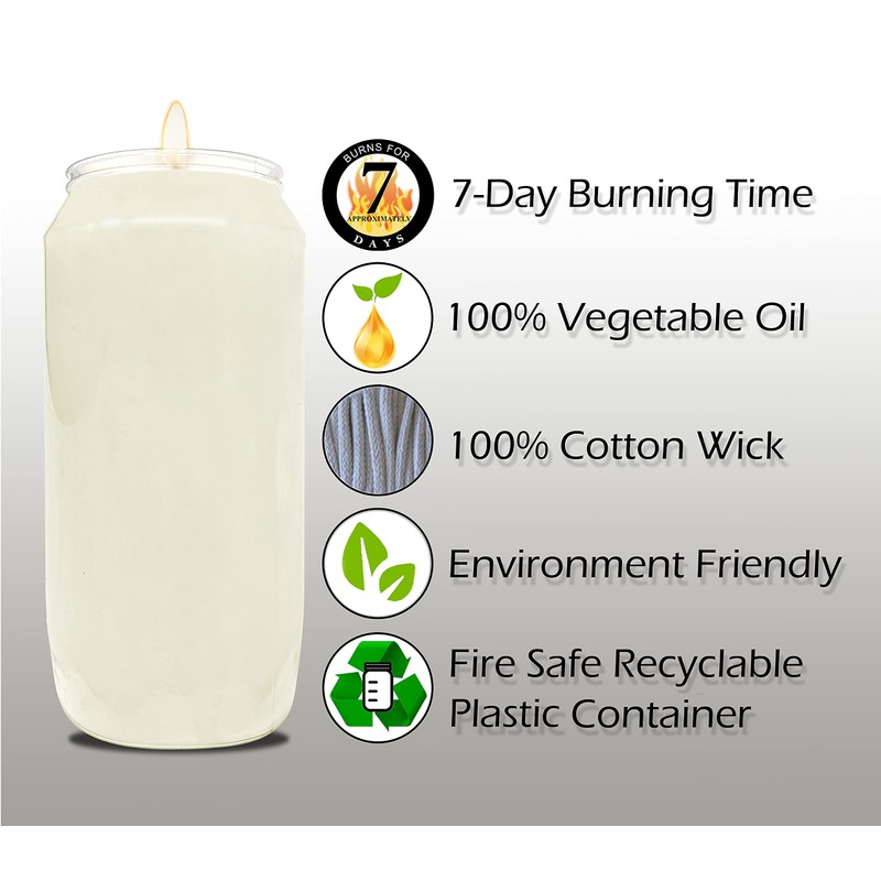 Hyoola 7 Day White Prayer Candles, 3 Pack - 6"