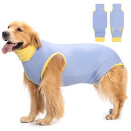 Avont Dog Surgery Recovery Suit, Post-Spay/Neuter Onesie for Female/Male Puppies, Breathable Bodysuit Surgical Shirt E-Collar & Cone Alternative, Anti-Licking Protection for Wounds -Blue (3XS)