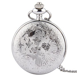 Gatuida Vintage Silver Pocket Watch with Chain, Creative Hanging Pendant for Decoration, Metal and Glass, and Women