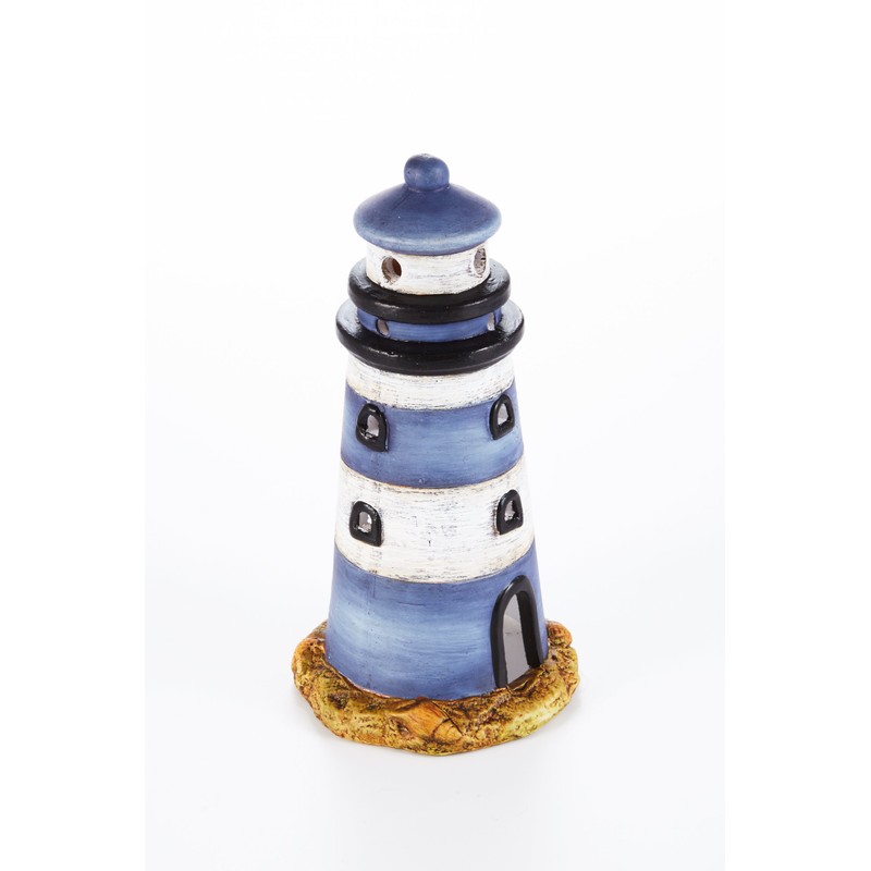 HEITMANN DECO Lighthouse Ceramic Lantern, Blue, White, Beige, 10,2 x