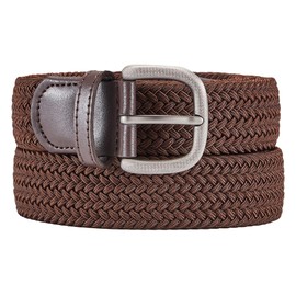 Bluecton Men Plus Size Belt Braided Stretch Brown Big and Tall Elastic Belts Mens 47inch