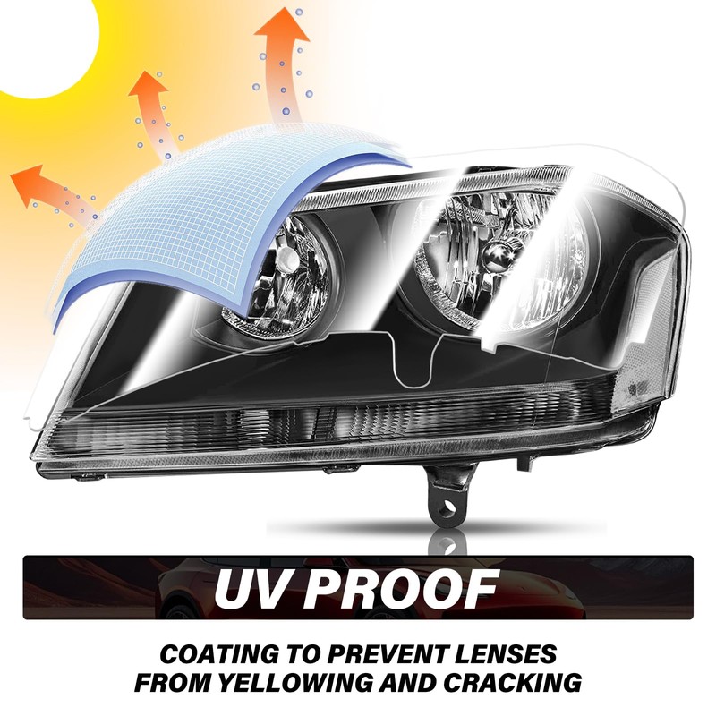 BRYGHT Headlight Assembly Fit for 2008-2014 Dodge Avenger