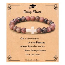 JoycuFF Graduation Gifts for Grads Daughter Granddaughter Sister Congratulation Graduate Religious Cross Elastic Bracelet Bracelet Unique Gift Going Places Jewelry