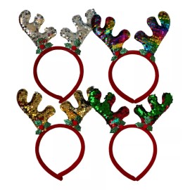 KFMX 24 Diademas De Reno Lentejuelas Navidad Fiestas