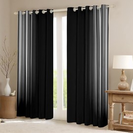 Geometric Abstract Ombre Curtains Teens Grey Gray And Black Striped Window for Bedroom Living Room Kids Boys Girls Simple Modern Drapes Treatments,W46xL54x2