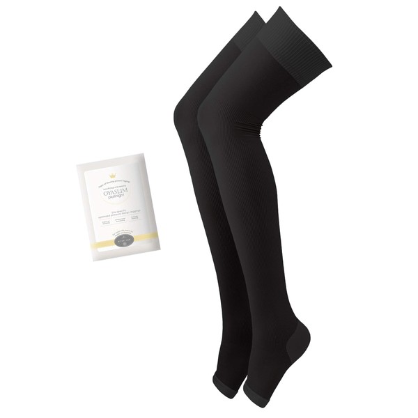 [Aesthetical Lab] Oya Slim Platinum Full Length Compression Socks, Black