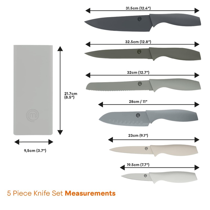 MasterChef Knife Block Set of 6 Kitchen Knives, Extra Sharp