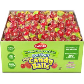 Haddar Sour Fruit Flavor Dye Free Hard Candy, 2.6lbs | Individually Wrapped Hard Candy Bulk | Natural Colors & Flavorings | No High Fructose Corn Syrup | Healthier Treats | Gluten Free | Kosher