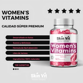 Gomitas Multivitaminico Mujer Vitaminas Colágeno Biotina 100 Sabor Fresa Womens Vitamins Skin Vit Nutrition Company