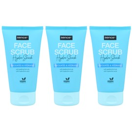 Sence Hydro Shock Gentle Care Exfoliating for the Face, Moisturising Face Care, Face Scrub with Hyaluronic Acid, Vegan Beauty Face Care, Pack of 3 (3 x 150 ml)