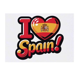 'I Love Spain!' Temporary Tattoo - Water Resistant, Skin-Safe, Non-Toxic Transfer (TO00077779)
