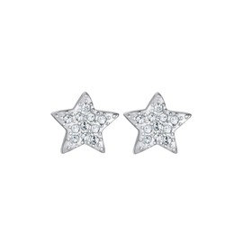 Elli Women's Earrings Stars Astro with Crystals in 925 Sterling Silver, Sterling Silver, Crystal