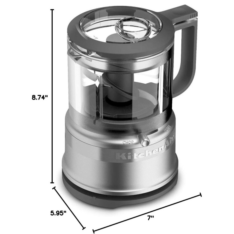 KitchenAid KFC3516CU 3.5 Cup Mini Food Processor (Contour Silver) Speeds