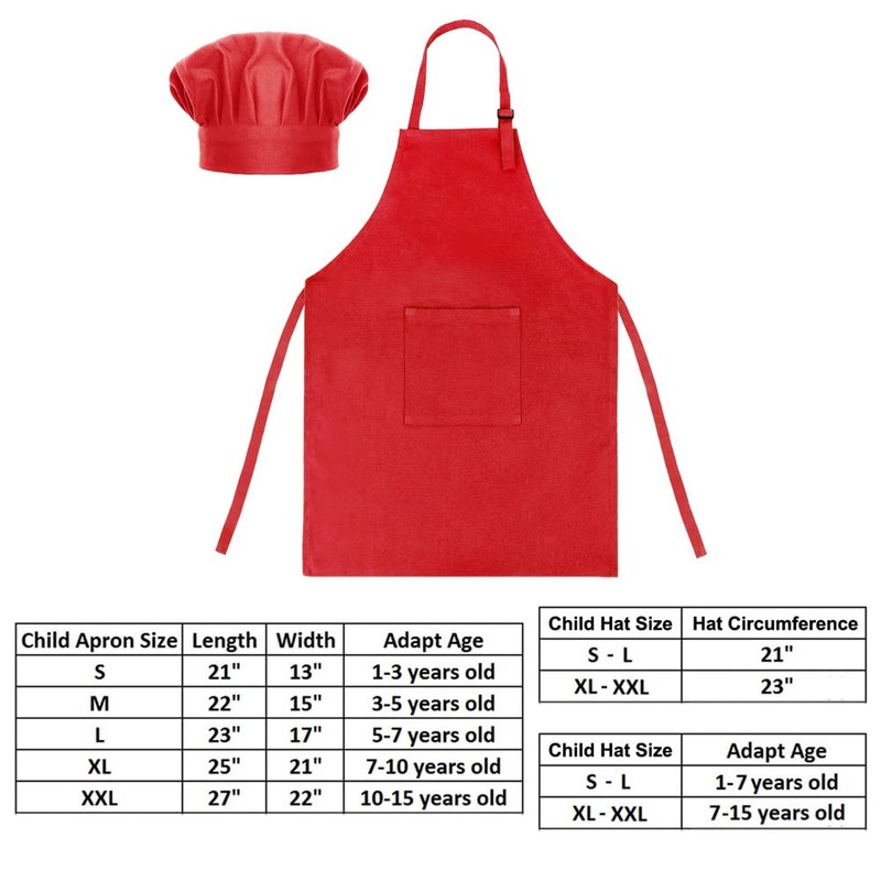 TOPTIE Cotton Canvas Kids Apron, Cooking Aprons and Chef Hat