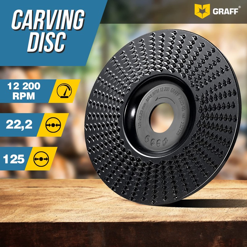 GRAFF Premium Wood Cutter Rasp Disc 125 mm for Carving