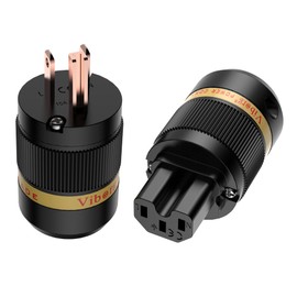 Viborg HiFi Power Plug Set, High Purity Oxygen-Free Copper Non-Magnetic Conductive American Standard AC Power Supply, IEC C15 Power Connector for DIY Audiophile Power Cable (Pure Copper)