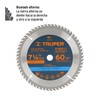 Truper ST-760, Disco sierra p/madera 7- 1/4", 60 dientes, centro