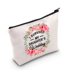 PLITI Mother of The Bride Makeup Bag Bridal Party Gift i Survived My Daughter's Wedding Party Gift for Mom Mother in Law Gift (Daughter Wedding bagCA)
