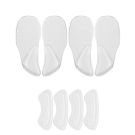 4 Stück Fußgewölbeunterstützung, Schuheinlagen zur Fußgewölbeunterstützung mit 4 Unsichtbaren Fersenkissen Transparente Gel Fußgewölbe Einlegesohlen für Männer und Frauen (Kleine Größe)