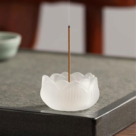 Sheepyo Incense Stand, Lazuri, Transparent, Lotus Flower Shape, Nine Hole Incense Inserts, Cute, Stylish, Buddhist Altar Supplies, Fashionable, Incense Burner, Tea Ceremony, Yoga Meditation, Buddhist