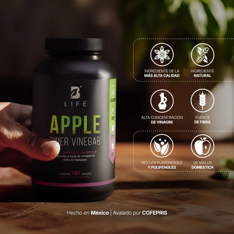Vinagre Manzana 180 Cápsulas Ligereza Apoyo Digestivo Energía Natural Hombre