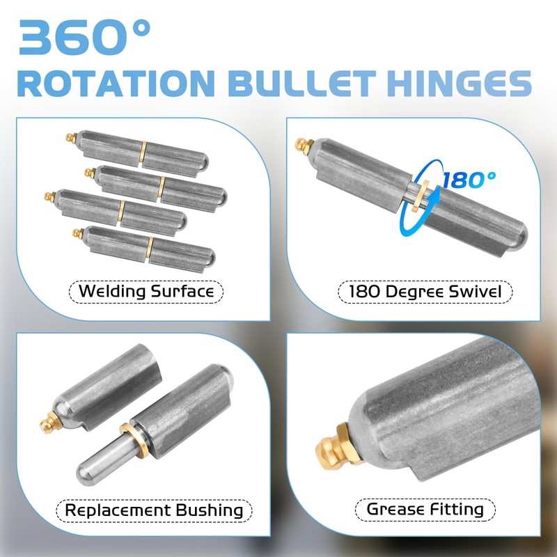 4 Pcs 4 Inch BBQ Smoker Bullet Weld on Hinges,