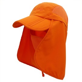LLmoway Outdoor Sun Cap UPF50+ Adjustable Mesh Quick Dry Men Women Summer Neck Face Cover Hat Orange