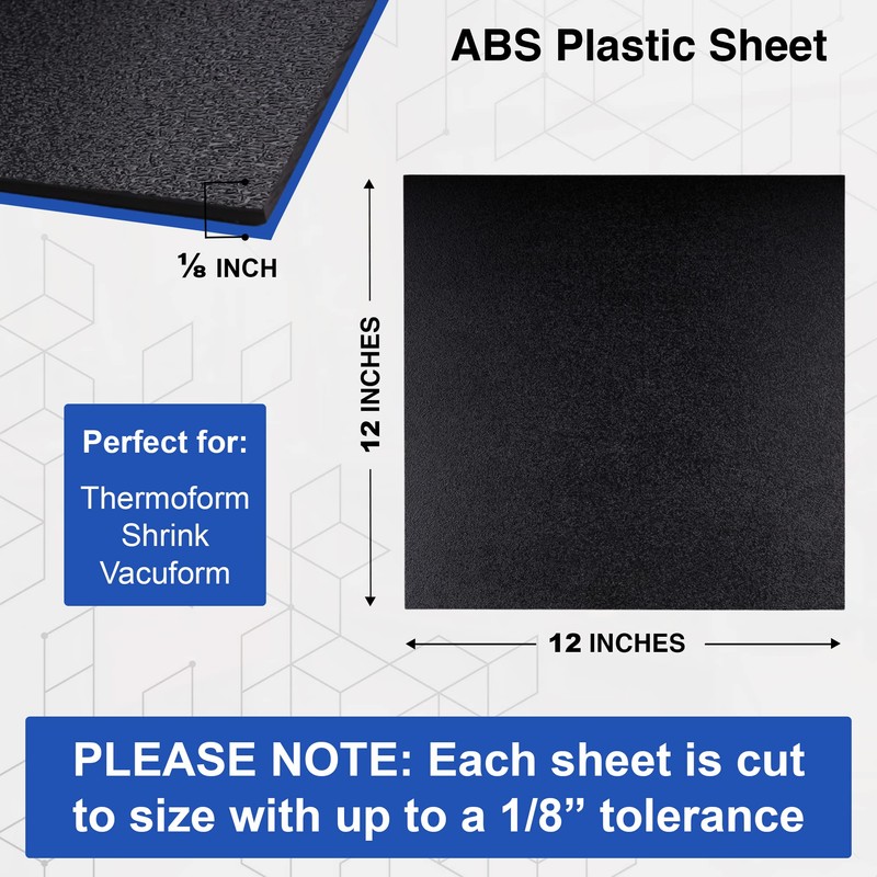Duco USA-Made ABS Plastic Sheet 1/8 Inch Thick 12" x