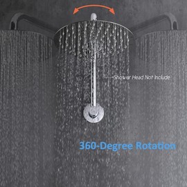 Rotatable Shower Arm,Stainless Steels Adjustable Shower Head Pipe Extension Arm with Flange,13 Inch S Shaped Sower Riser Shower Height Extender for Bathroom Accessory,Chrome