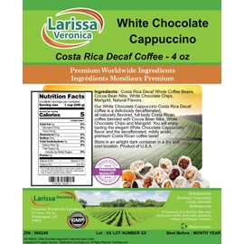 White Chocolate Cappuccino Costa Rica Decaf Coffee (Gourmet, Naturally Flavored, Whole Coffee Beans) (4 oz, ZIN: 569249) - 3 Pack