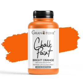 GRANOTONE Chalk Paint for Furniture | Matt-Finish Water-Based Acrylic Paint for Wood, Walls, Metal, Glass, Paper, Fabric Canvas | Maximum Coverage Chalk Paint for Kids & Adults, 250 Ml (BRIGHT ORANGE)