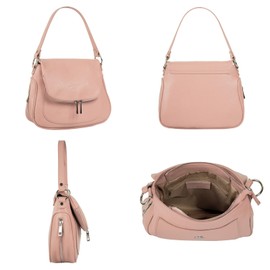 Samantha Look Women's Genuine Leather Shoulder Bag, Made in Italy, Business Crossbody Elegant Handbag with Expandable Compartment, 021680, pink, Unit size