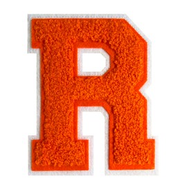 4.5" Chenille Letter Patches Orange Iron on Letters for Clothing Varsity Letter Patch Letterman Jacket Patches (Orange-R)