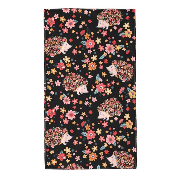 Oplp Flowers and Cute Hedgehogs Hand Towels Set of 2