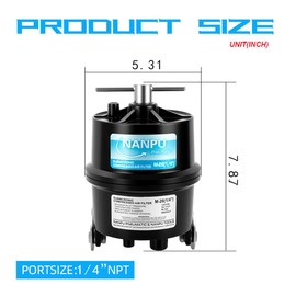 NANPU 1/4" NPT Sub-Micronic Compressed Air Filter Kit – 0.01 Micron Filtration for Spray Guns, Air Tools & CNC – Industrial Moisture & Oil Removal, 45 CFM