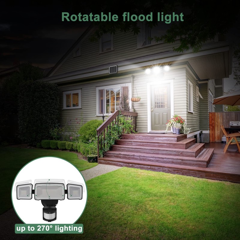 GLORIOUS-LITE Solar Security Lights 2400mAh LED Motion Sensor Light Outdoor,