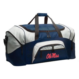 Ole Miss Duffel Bag LARGE University of Mississippi Suitcase or Gym Bag for Men Ladies Him or Her! (Navy)