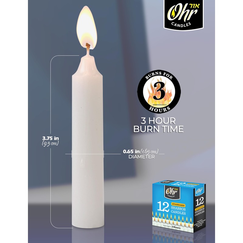 Ner Mitzvah Shabbos Candles - 3 Hour Burn Time -
