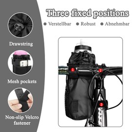Bicycle bottle holder, bottle holder without screws, bicycle bottle holder, waterproof and heat-insulating for folding bikes, pushchairs, motorcycles, with 1 clip buckle (black)