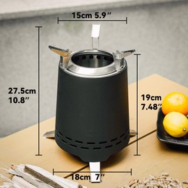 Onlyfire Tabletop Fire Pit, Smokeless Fire Pit with Pot Bracket & Carry Bag, Wood&Pellet Burning, Mini Portable Firepit for Outdoor Camping Tailgating Patio Backyard, Stainless Steel, Black