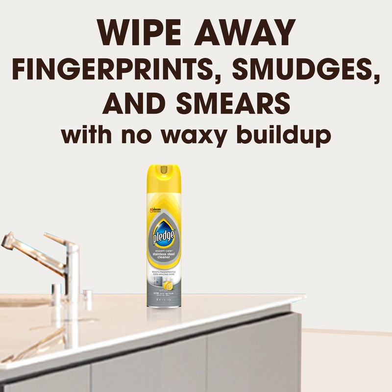 Pledge Pledge Stainless Steel Cleaner Spray, Lemon Zest, 1 Aerosol